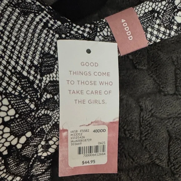 Cacique Black and White Lace Bra 40DDD - Picture 3 of 5